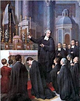 Giovanni Gagliardi : John Baptist de La Salle, with his 'disciples,' 1686<BR>painted in 1901